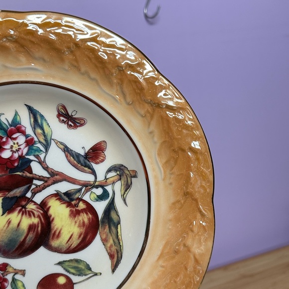 Vintage Plate peach lustreware gold trim with apples - Picture 10 of 12